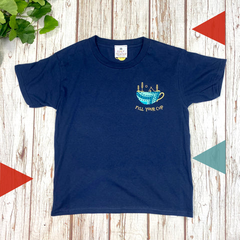 Kids 'Fill your cup'- Navy T-Shirt