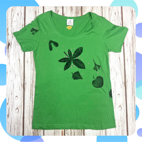 Ready To Ship: Ladies Green Leaf T-Shirt~ size Medium