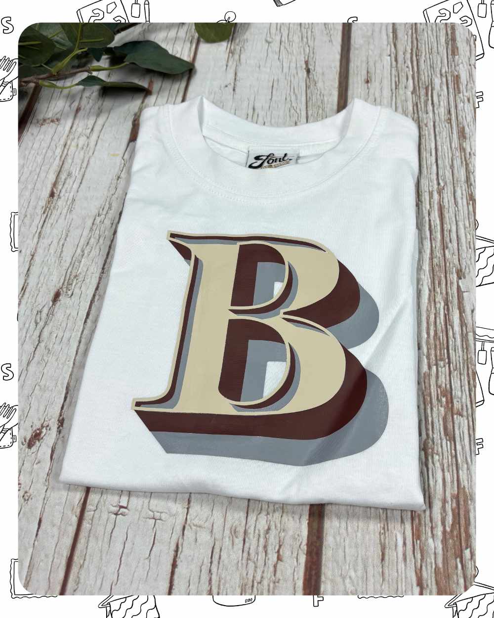 Ready To Ship: Kids White T-Shirt- B Stirling Shadow- Age 3-4 Years