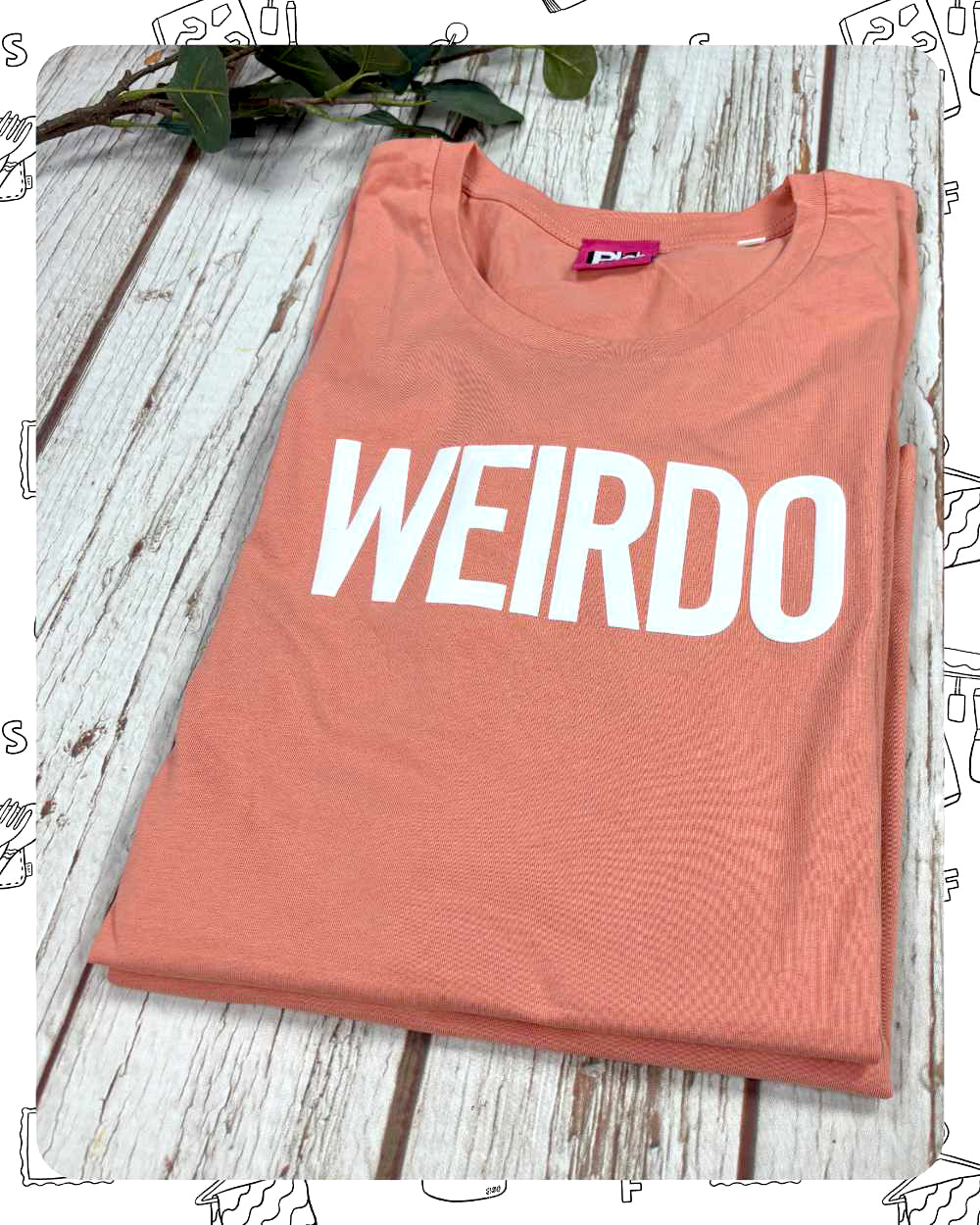 Ready To Ship: Womens Peach T-Shirt- Weirdo- Size L & XL