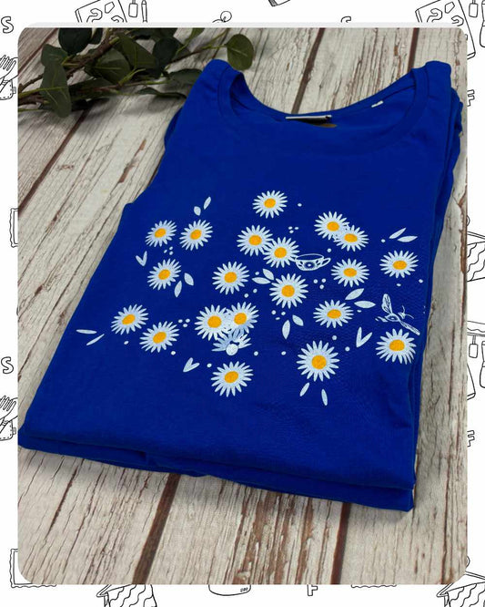 Ready To Ship: Womens Royal T-Shirt- Daisy- Size S, M