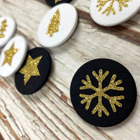 Fabric Glitter Christmas Badges