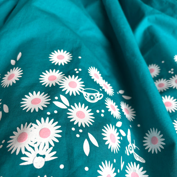 Daisy Teal midi Skirt with Pockets