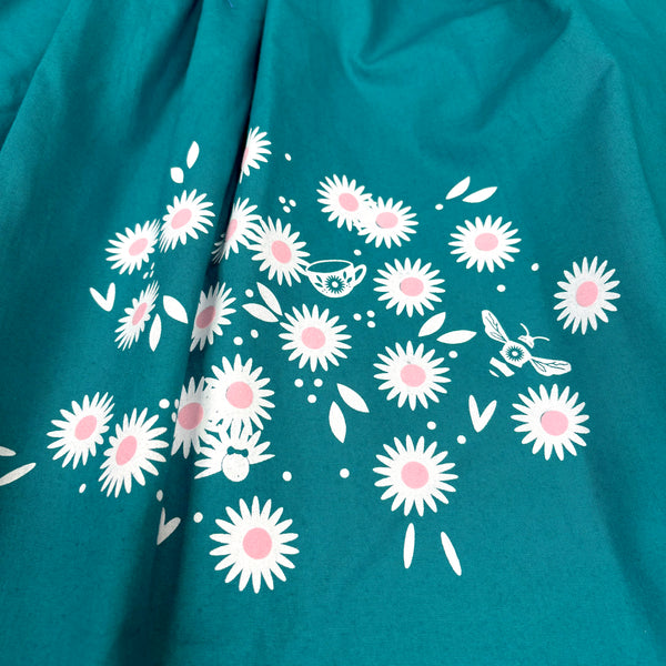 Daisy Teal midi Skirt with Pockets