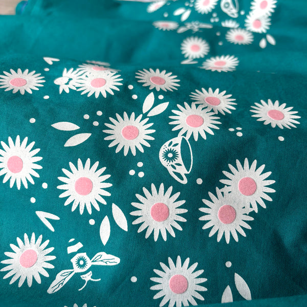 Daisy Teal midi Skirt with Pockets