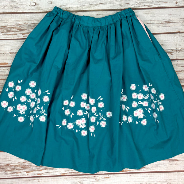 Daisy Teal midi Skirt with Pockets
