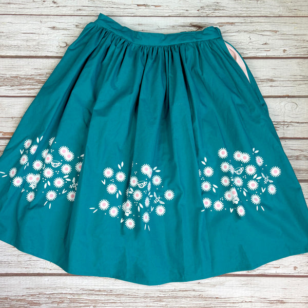 Daisy Teal midi Skirt with Pockets