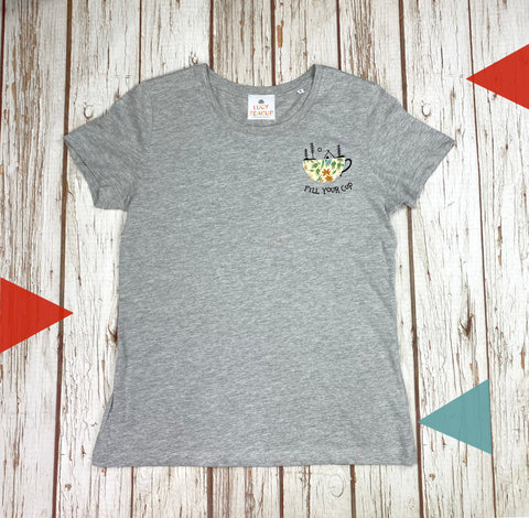 Fill Your Cup Organic Cotton Women’s Heather Grey T-Shirt