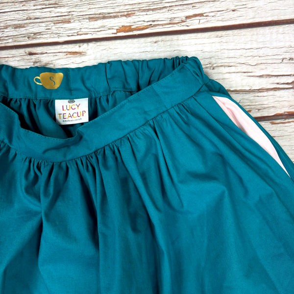Daisy Teal midi Skirt with Pockets