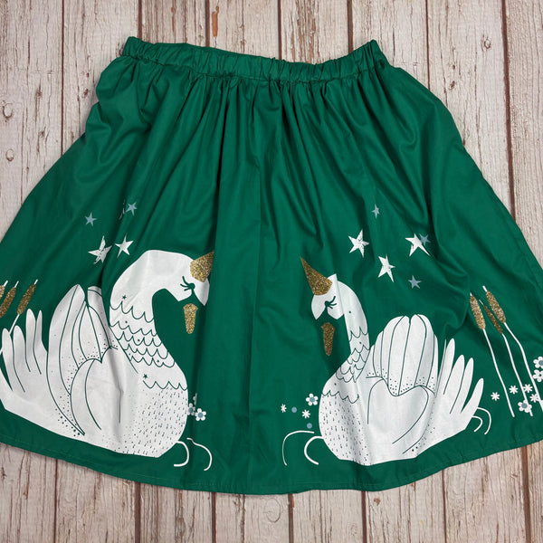 Green Unicorn Swan Skirt with Elasticated Waist and Pockets