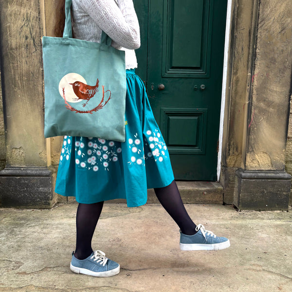 Daisy Teal midi Skirt with Pockets