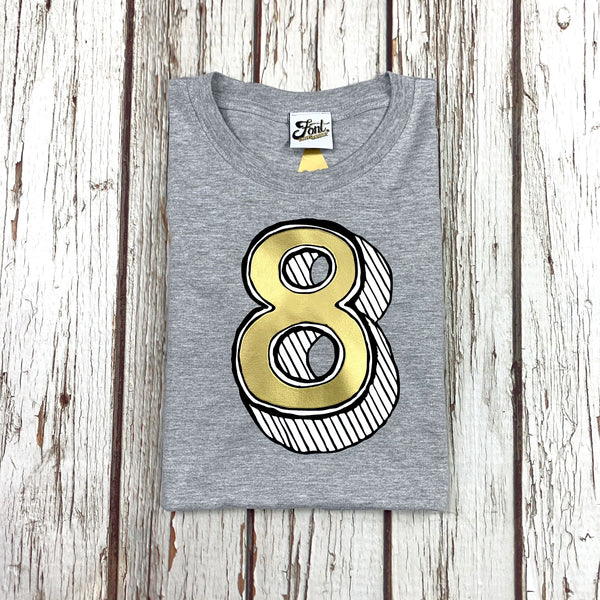 8th Birthday T-Shirt - Juniper Red Font Not Found, Font: Juniper Red, Kid's Clothes, T-Shirt: Numbers, T-Shirts 44ideas.co.uk