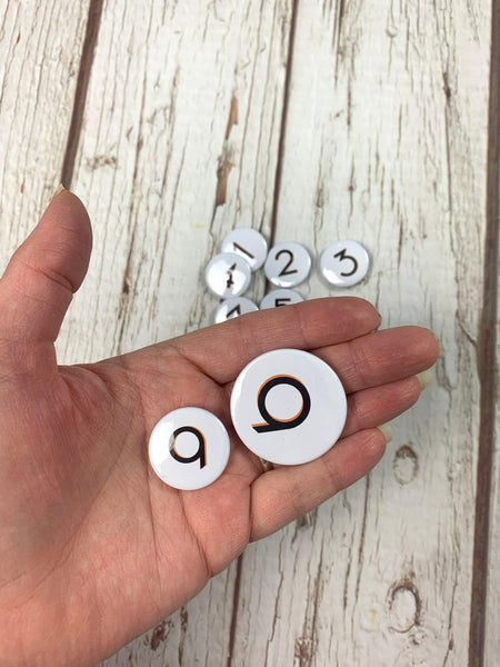 Birthday Number Pin Badges 1-10 - Branson Accessories, Badges, Font Not Found, Font: Branson 44ideas.co.uk