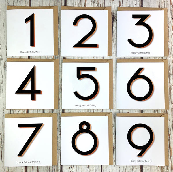 Birthday Card Numbers/Age 1-9 - Branson font Birthday, Cards, Font Not Found, Font: Branson 44ideas.co.uk
