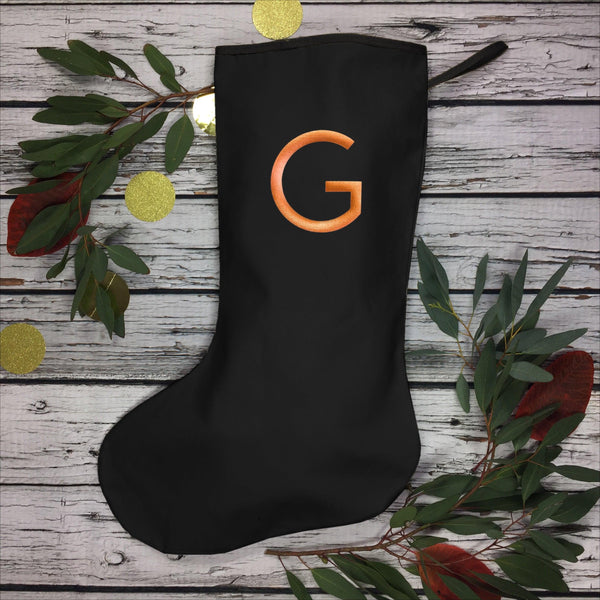 Christmas Personalised Regular Black Stocking - Branson Christmas, Christmas: Stockings, Font Not Found, Font: Branson 44ideas.co.uk