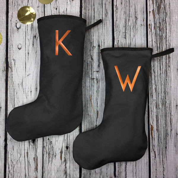Christmas Personalised Regular Black Stocking - Branson Christmas, Christmas: Stockings, Font Not Found, Font: Branson 44ideas.co.uk