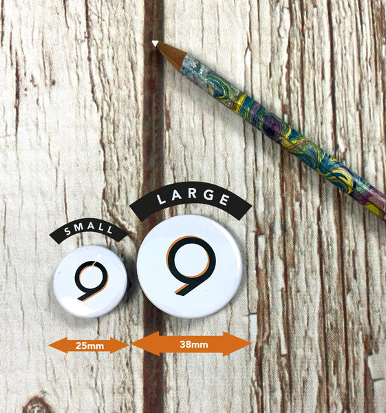 Birthday Number Pin Badges 1-10 - Branson Accessories, Badges, Font Not Found, Font: Branson 44ideas.co.uk