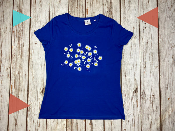 Daisy Organic Cotton Royal Blue Women’s T-Shirt