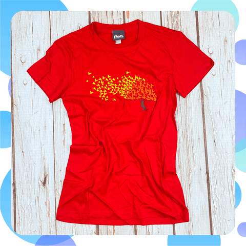 Ready To Ship: Ladies Red Treebird T-Shirt~ XS Pleb, Womens Clothes 44ideas.co.uk