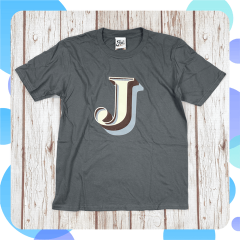 Ready To Ship: Kids Letter J T-Shirt~ Age 12-14 Font Not Found, Font: Stirling Shadow, Kid's Clothes 44ideas.co.uk