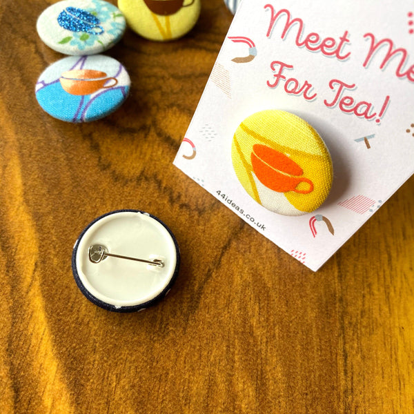 'Meet me for Tea'- Badge Accessories, Badges, Birthday, Lucy Teacup 44ideas.co.uk