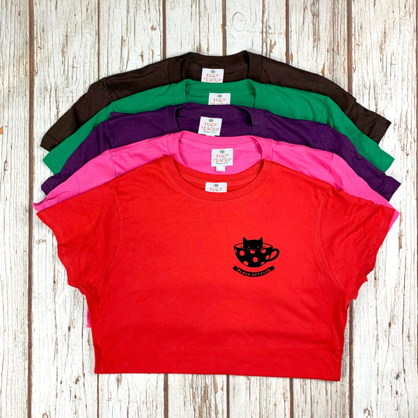 Womens Black Cat Club T-Shirt Lucy Teacup, T-Shirts, Womens Clothes 44ideas.co.uk