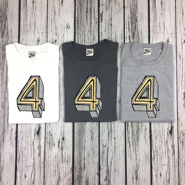 Number Four Kids' T-Shirt - Juniper Red Font Not Found, Font: Juniper Red, Kid's Clothes, T-Shirt: Numbers, T-Shirts 44ideas.co.uk
