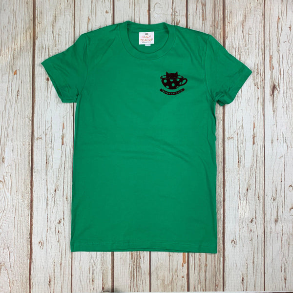 Womens Black Cat Club T-Shirt Lucy Teacup, T-Shirts, Womens Clothes 44ideas.co.uk