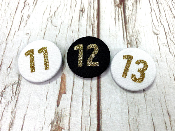 Fabric Glitter Birthday Badges! 11-19 Accessories, Anniversary, Badges, Birthday, Font: Bingley Bang 44ideas.co.uk