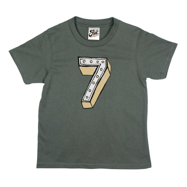 Number Seven Kids' T-Shirt - Juniper Red Font Not Found, Font: Juniper Red, Kid's Clothes, T-Shirt: Numbers, T-Shirts 44ideas.co.uk