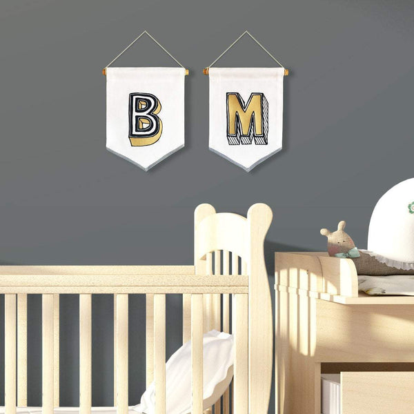 Letter Banner Large Pennant - Juniper Red Banners, Font Not Found, Font: Juniper Red, New Baby, Wall Art 44ideas.co.uk