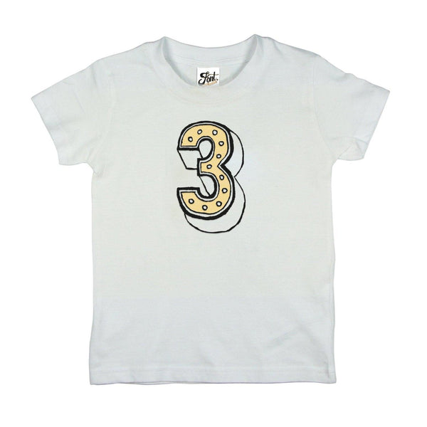 Number Three Kids' T-Shirt - Juniper Red Font Not Found, Font: Juniper Red, Kid's Clothes, T-Shirt: Numbers, T-Shirts 44ideas.co.uk