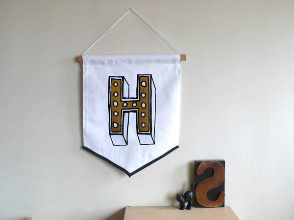Letter Banner Large Pennant - Juniper Red Banners, Font Not Found, Font: Juniper Red, New Baby, Wall Art 44ideas.co.uk
