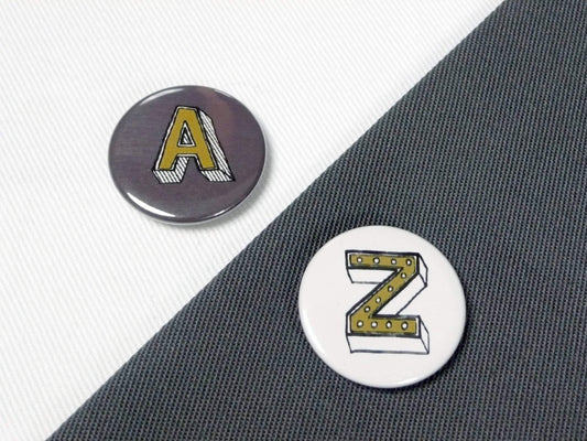 Letter Button Badges-Juniper Red Accessories, Anniversary, Badges, Birthday 44ideas.co.uk