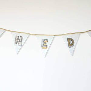 Fabric Letter Bunting - Juniper Red Bunting, Font Not Found, Font: Juniper Red, New Baby, Wall Art 44ideas.co.uk