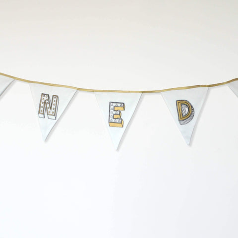 Fabric Letter Bunting - Juniper Red Bunting, Font Not Found, Font: Juniper Red, New Baby, Wall Art 44ideas.co.uk