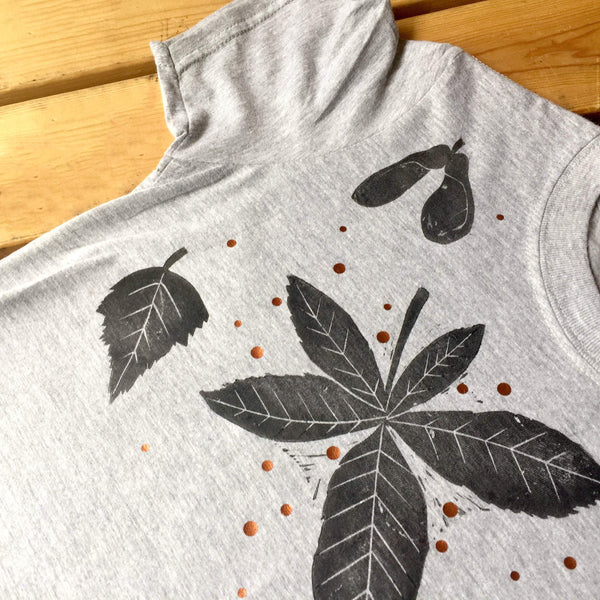 Leaf handprinted T-Shirt- ladies/kids Kid's Clothes, Lucy Teacup, T-Shirts, Womens Clothes 44ideas.co.uk