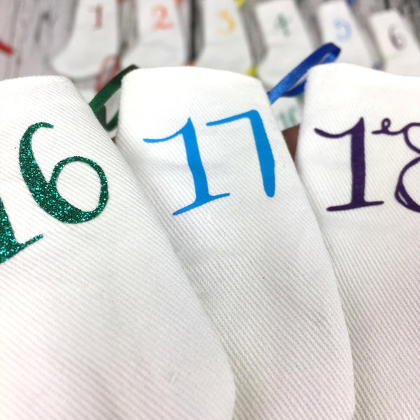 Rainbow Christmas Advent Calendar Mini Stockings - The Monroe Christmas, Christmas: Advent, Christmas: Stockings, Font Not Found, Font: The Monroe, Rainbow 44ideas.co.uk