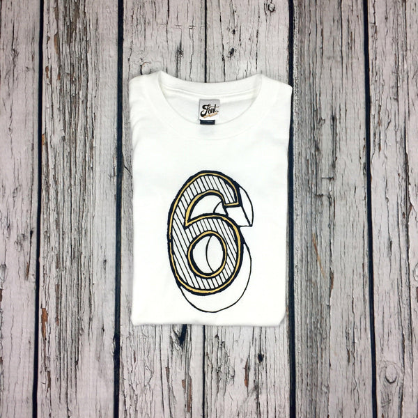Number Six Kids' T-Shirt - Juniper Red Font Not Found, Font: Juniper Red, Kid's Clothes, T-Shirt: Numbers, T-Shirts 44ideas.co.uk