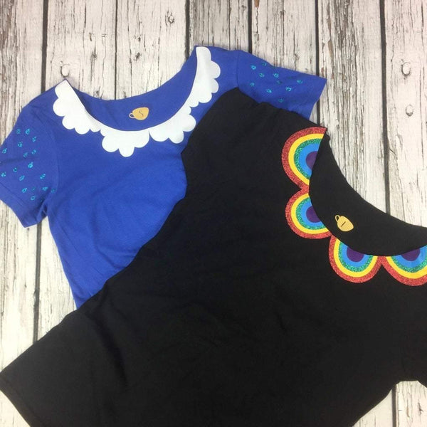 Crescent Moon Peter-Pan Collar Woman's Black T-Shirt Lucy Teacup, T-Shirts, Womens Clothes 44ideas.co.uk