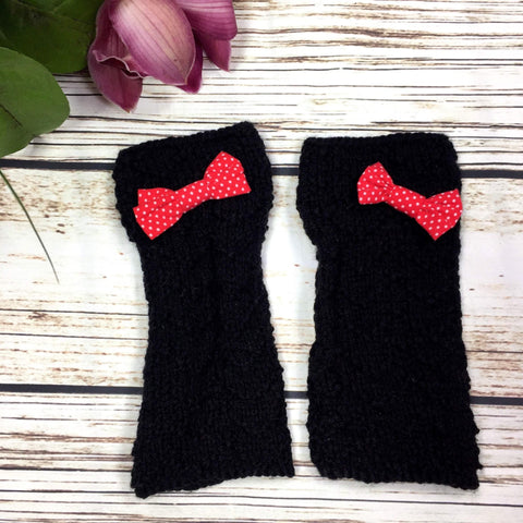 Black Knitted Fingerless Gloves. Accessories, Donalds Wally Hat, Gloves, Knitted 44ideas.co.uk