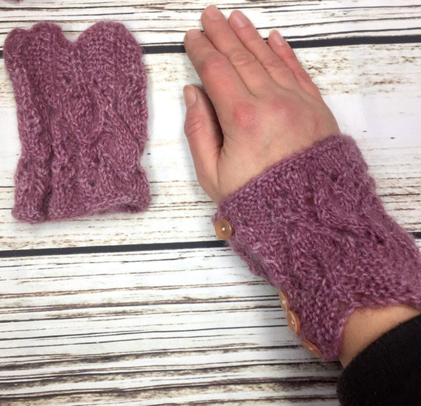 Purple Hand Knitted Fingerless Gloves Accessories, Donalds Wally Hat, Gloves, Knitted 44ideas.co.uk