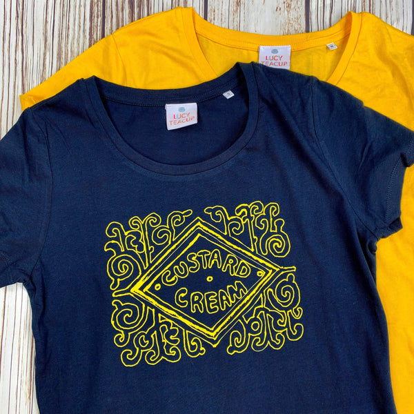 Organic cotton! Custard Cream Women’s T-Shirt Lucy Teacup, T-Shirts, Womens Clothes 44ideas.co.uk