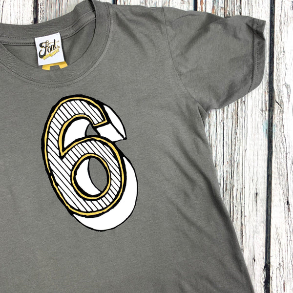 Number Six Kids' T-Shirt - Juniper Red Font Not Found, Font: Juniper Red, Kid's Clothes, T-Shirt: Numbers, T-Shirts 44ideas.co.uk