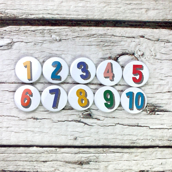 Number Badges 1-10 - Bradford Buzz Accessories, Anniversary, Badges, Birthday 44ideas.co.uk