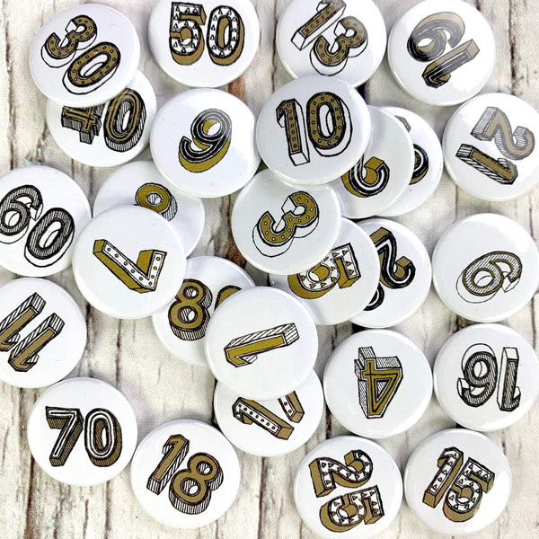 Birthday Badges! 11-19 -Juniper Red Accessories, Badges, Font Not Found, Font: Juniper Red 44ideas.co.uk