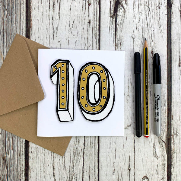 Personalised Birthday Card. Numbers/ Age 1-10 Birthday, Cards, Font Not Found, Font: Juniper Red 44ideas.co.uk