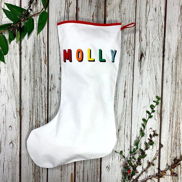 Large Christmas Stocking - Bingley Bang Christmas, Christmas: Stockings, Font Not Found, Font: Bingley Bang, Rainbow 44ideas.co.uk