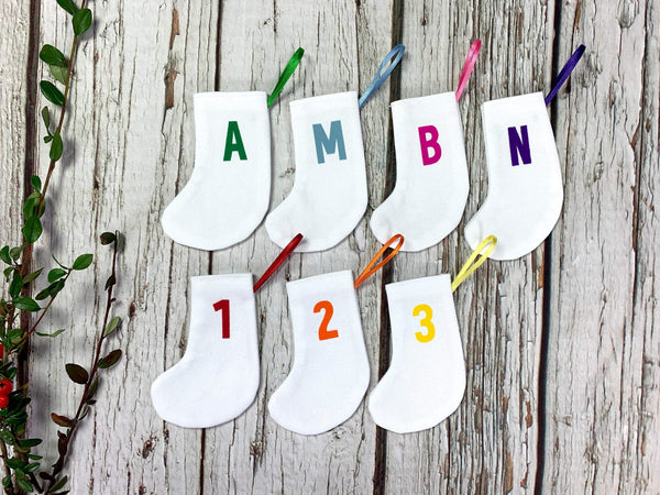 Christmas Mini Stockings - Bingley Bang Christmas, Christmas: Stockings, Font Not Found, Font: Bingley Bang, Rainbow 44ideas.co.uk