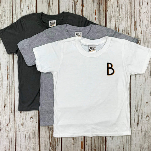 Kids' Birthday Letter T-Shirts - Branson Font Not Found, Font: Branson, Kid's Clothes, T-Shirts, T-Shirts: Letters 44ideas.co.uk